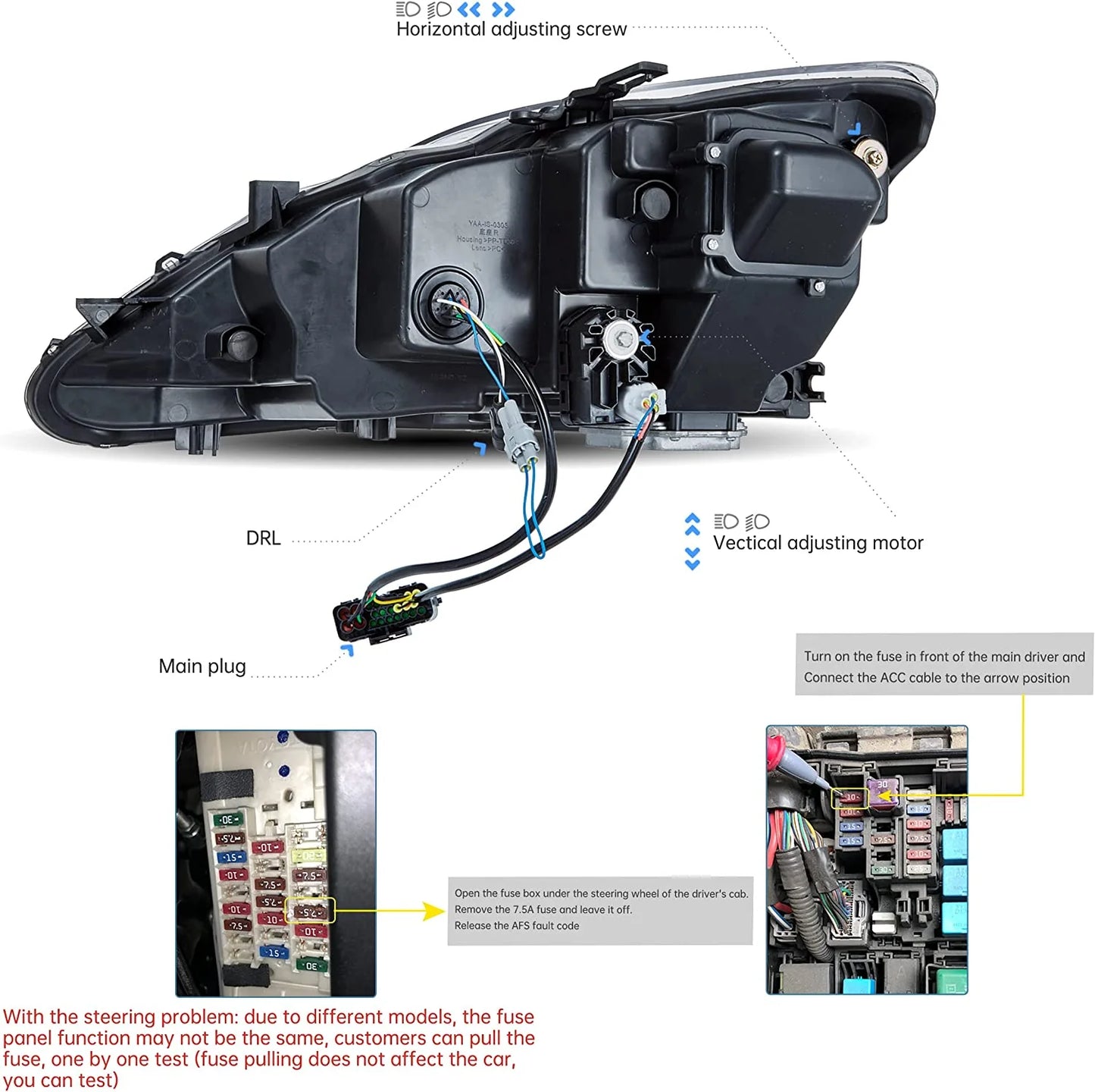 Fari a LED per Lexus IS250/IS250C IS350/IS350C IS220d 2006-2012 ISF 2008-2014 con animazione e respirazione blu