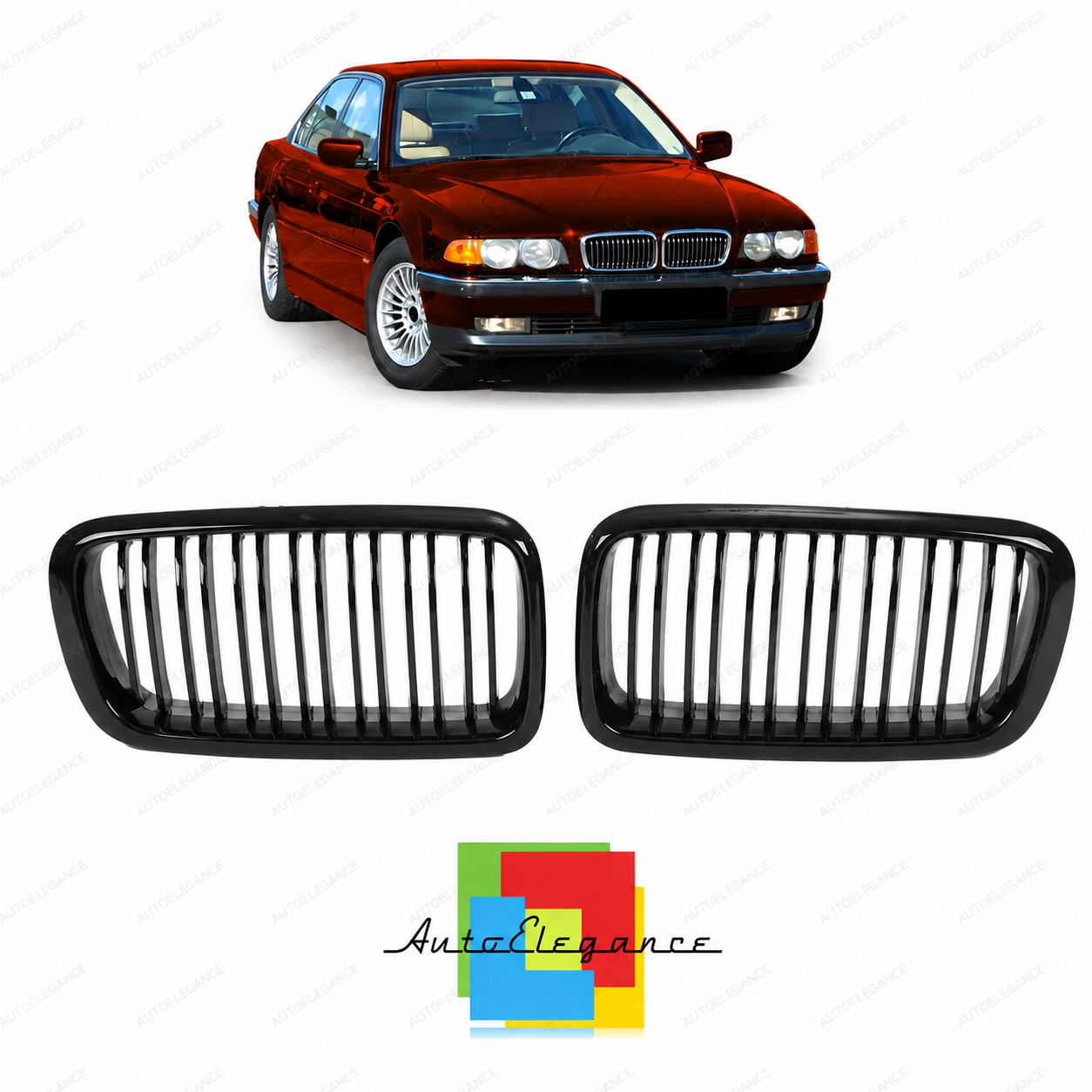 👉Griglia Dual Line Gloss Nero adatta per BMW Serie 7 E38 1994-2001👈