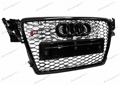 🔥ART.0610 GRIGLIA ANTERIORE ADATTO PER AUDI A4 B8 2007-2011 LOOK RS4, NERO🔥