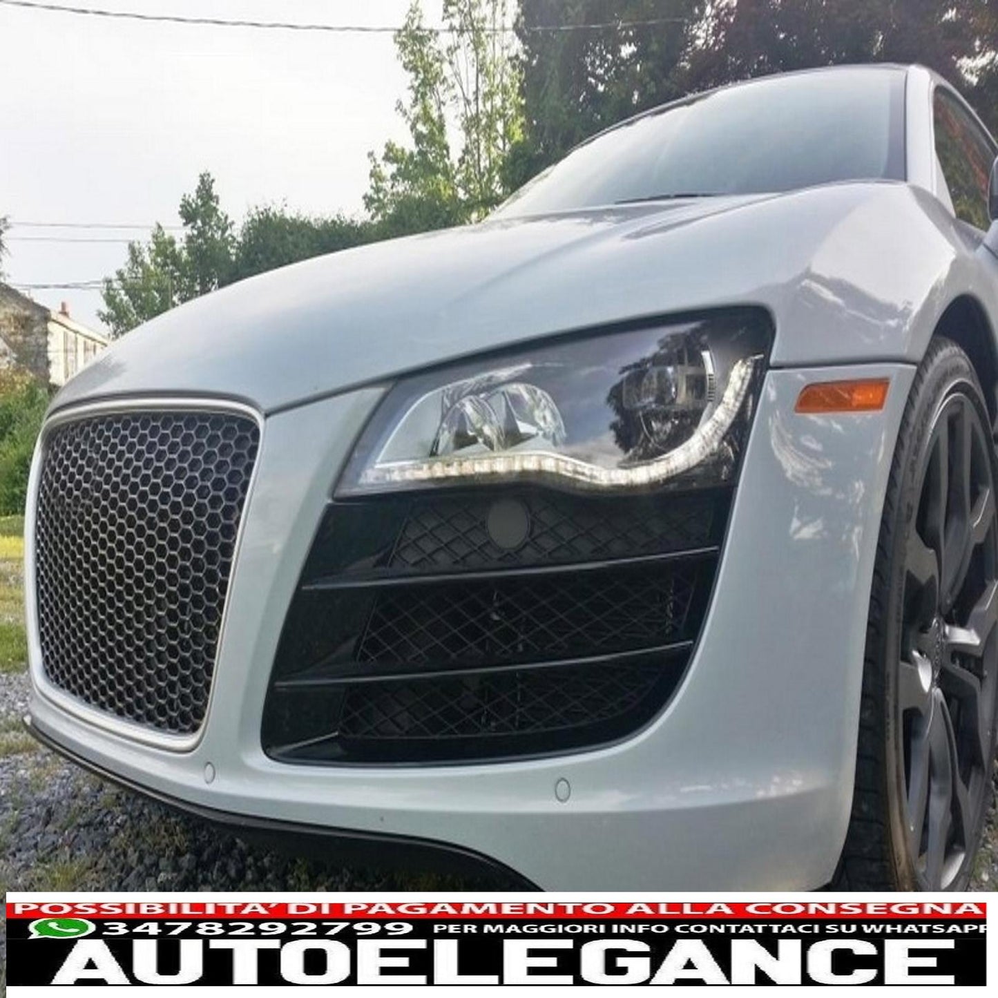 griglia anteriore adatta per audi r8 (2007-2012) a nido d'ape nero pianoforte