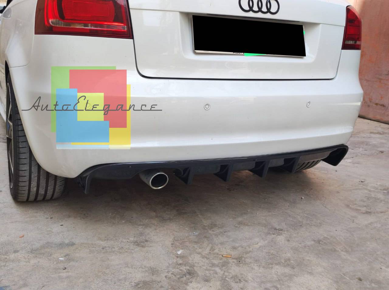 DIFFUSER SUITABLE FOR AUDI A3 8P 2008-2012 3/5 DOORS RS3 LOOK GLOSSY BLACK 