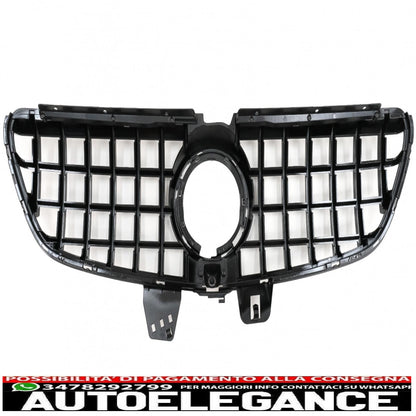 central grille suitable for mercedes v class w447 facelift (2020 onwards) gt r design panamericana black 