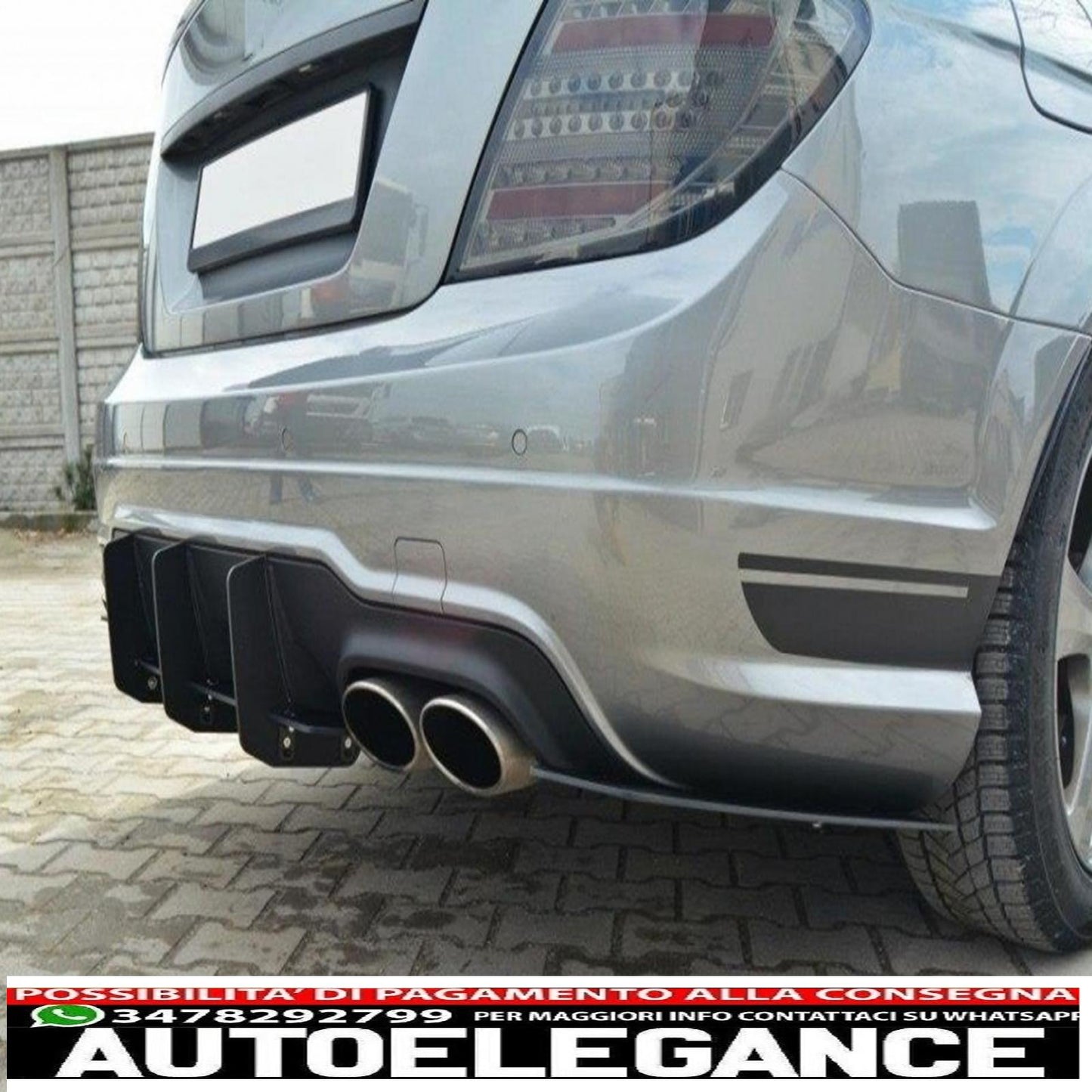 Diffusore di estensione del paraurti posteriore adatto per mercedes classe c w204 c204 limousine coupe (2012-2014) pianoforte nero