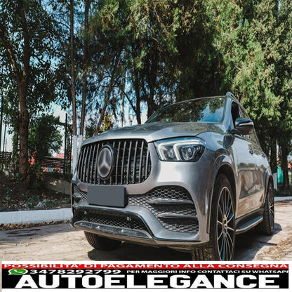 griglia anteriore centrale adatta per mercedes gle suv w167 v167 gle coupe c167 pacchetto sportivo (2019-up) gtr panamericana design nero lucido e cromato