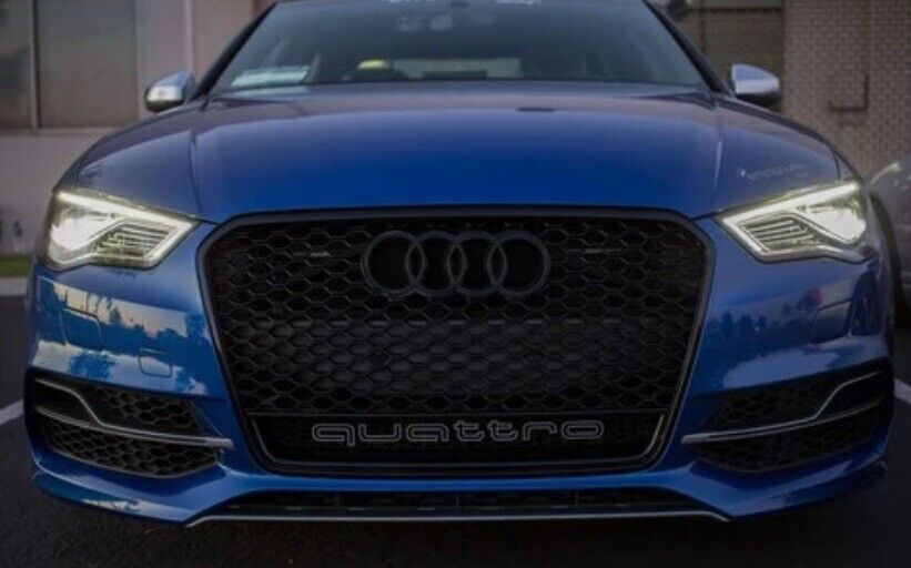 FRONT GRILLE FOR AUDI A3 8V 2012-2015 HONEYCOMB BLACK RS3 BLACK ABS QUATTRO