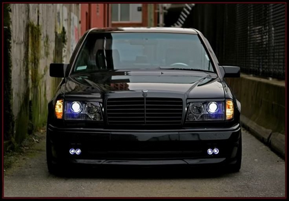 FARI ANTERIORI ADATTI PER MERCEDES 190 W201 1982-1993 LOOK NERI DESIGN SPORTIVI