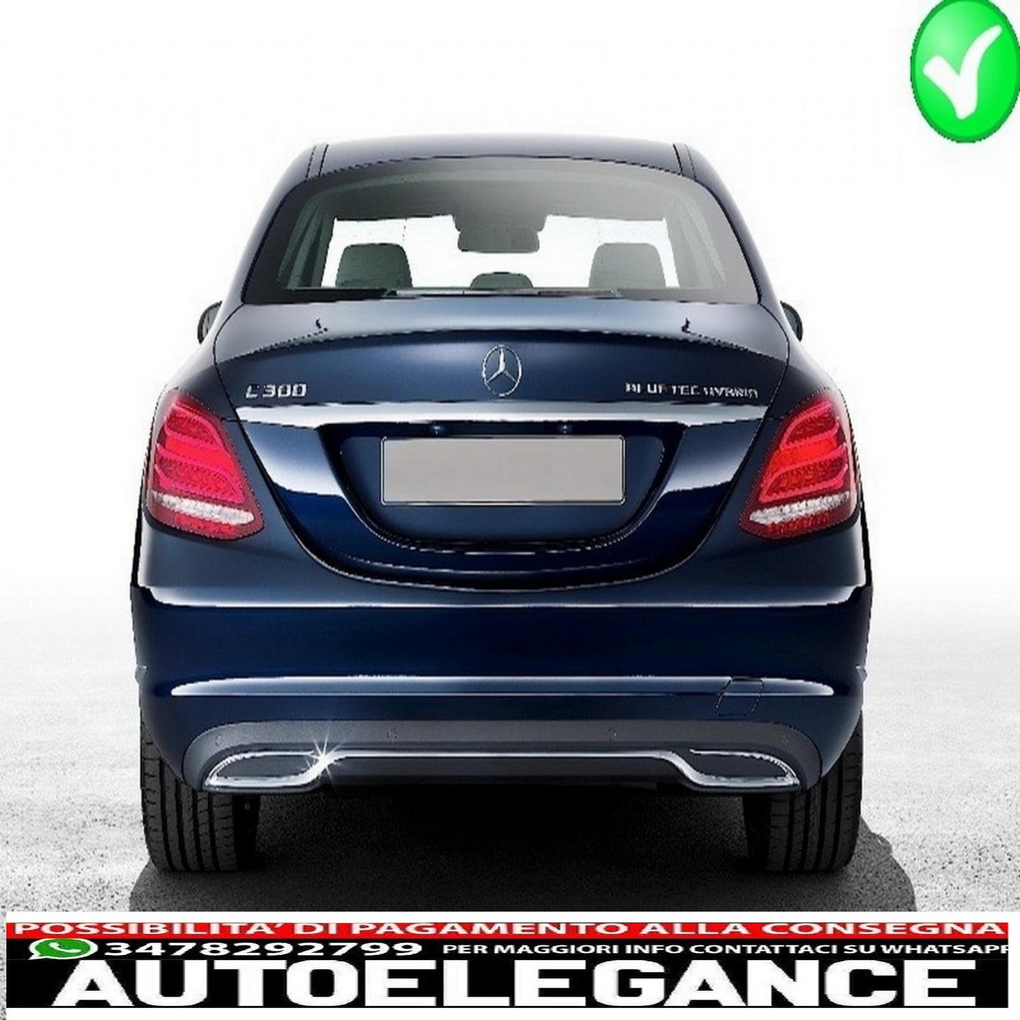 diffusore paraurti posteriore adatto per mercedes classe c w205 s205 (2014-2018) c63 look shadow black solo per paraurti standard