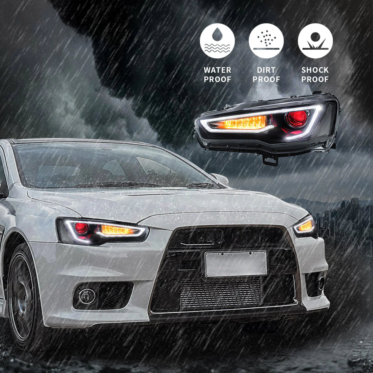 Fari e fanali posteriori per proiettore a doppio raggio Demon Eye per Mitsubishi Lancer EVO X 2008-2018 (combinazione a scelta multipla)