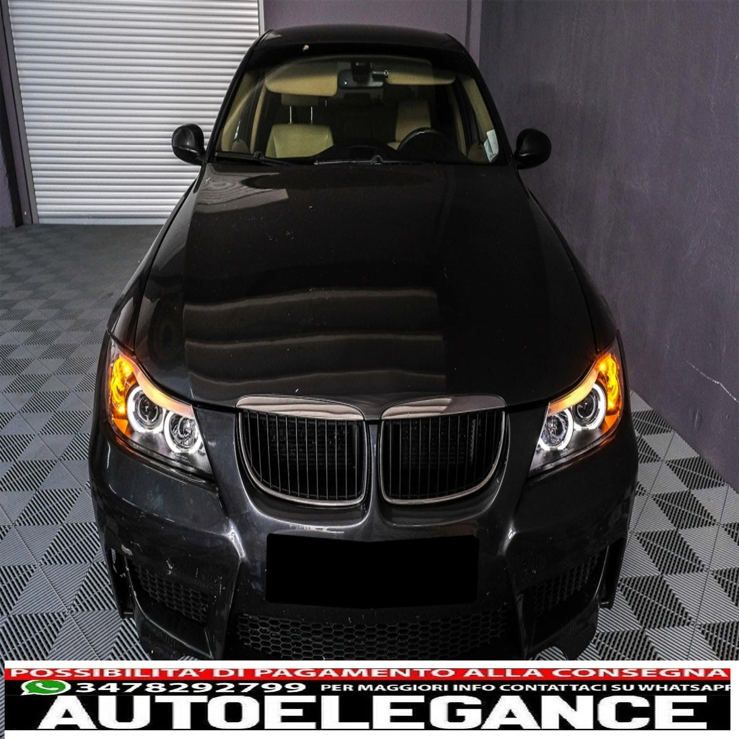 headlights suitable for bmw 3 series e90 sedan e91 touring (03.2005-08.2008) angel eye 2 black halo rims 