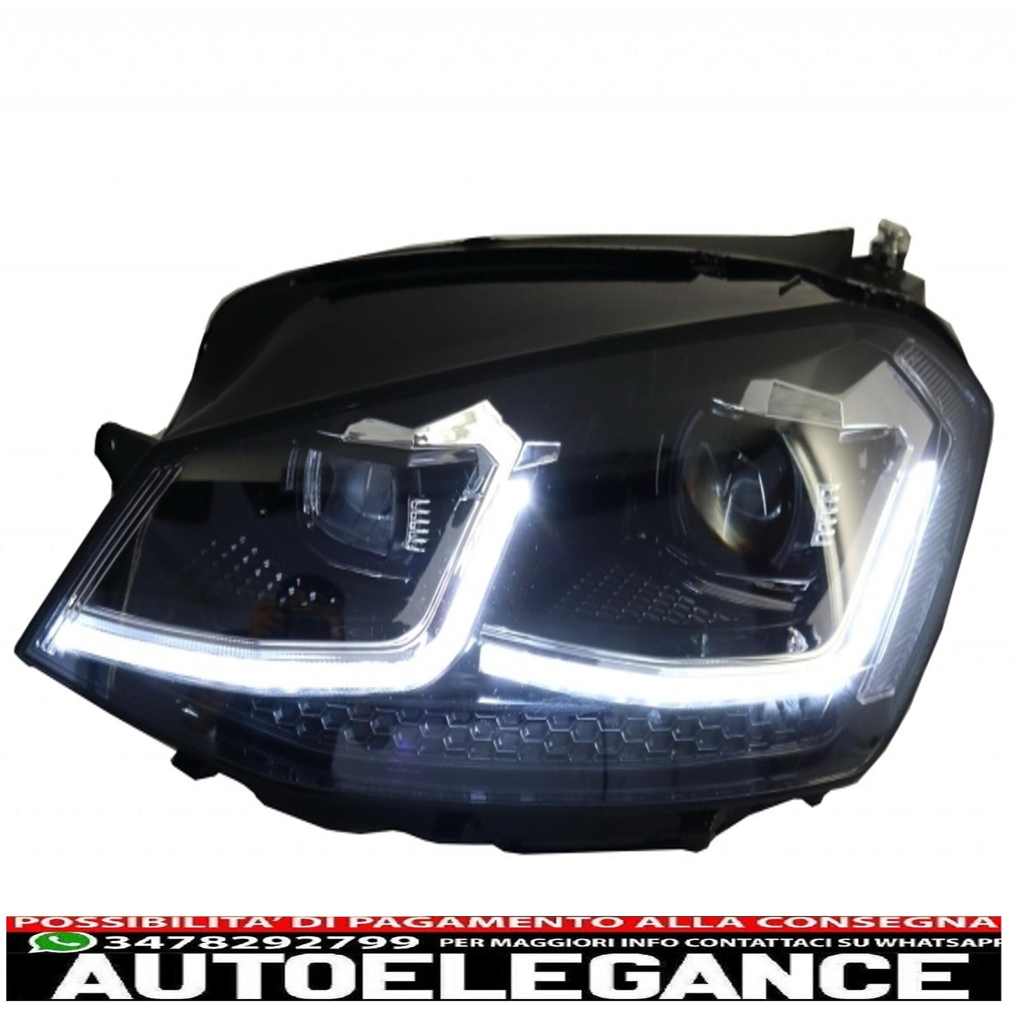 Front bumper and LED headlights with sequential dynamic cornering lights suitable for vw golf vii 7 (2013-2017) r-line look