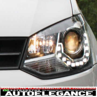 dayline headlights suitable for vw polo 6r 09+ led drl daytime running lights black optics
