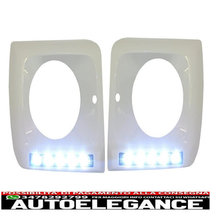 fari anteriori neri look bi-xeno con coperture led bianchi drl adatti per mercedes classe g w463 (1989-2012) design g65