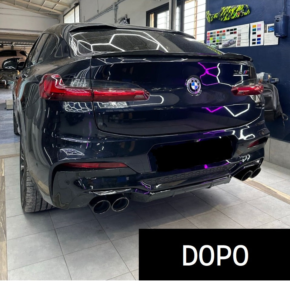 DIFFUSORE POSTERIORE+TERMINALI DI SCARICO NERI ADATTI PER BMW X4 G02 2018-2021