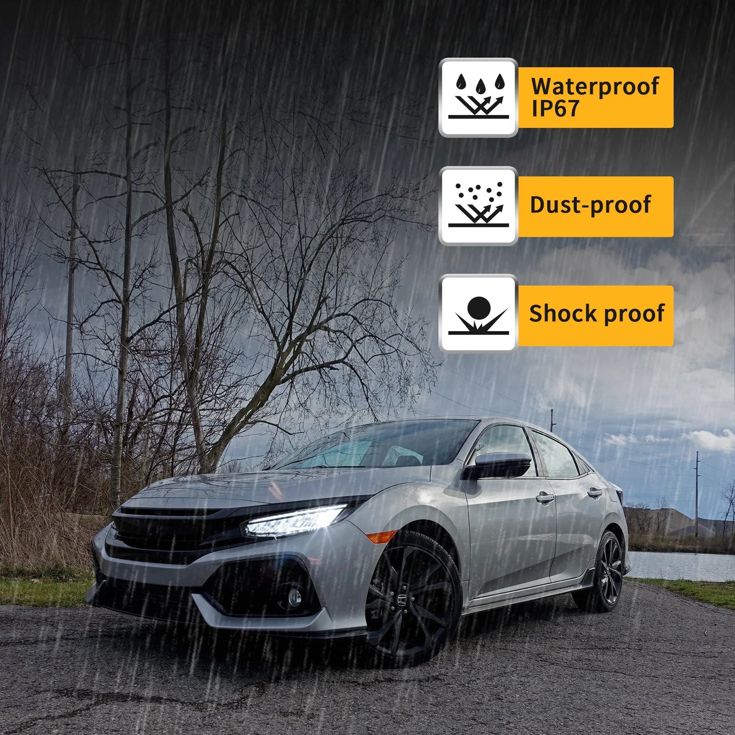 1 coppia di fari a LED per Honda Civic Sedan / Coupe / Hatchback / Type R di decima generazione 2016-2021 (magazzino USA)