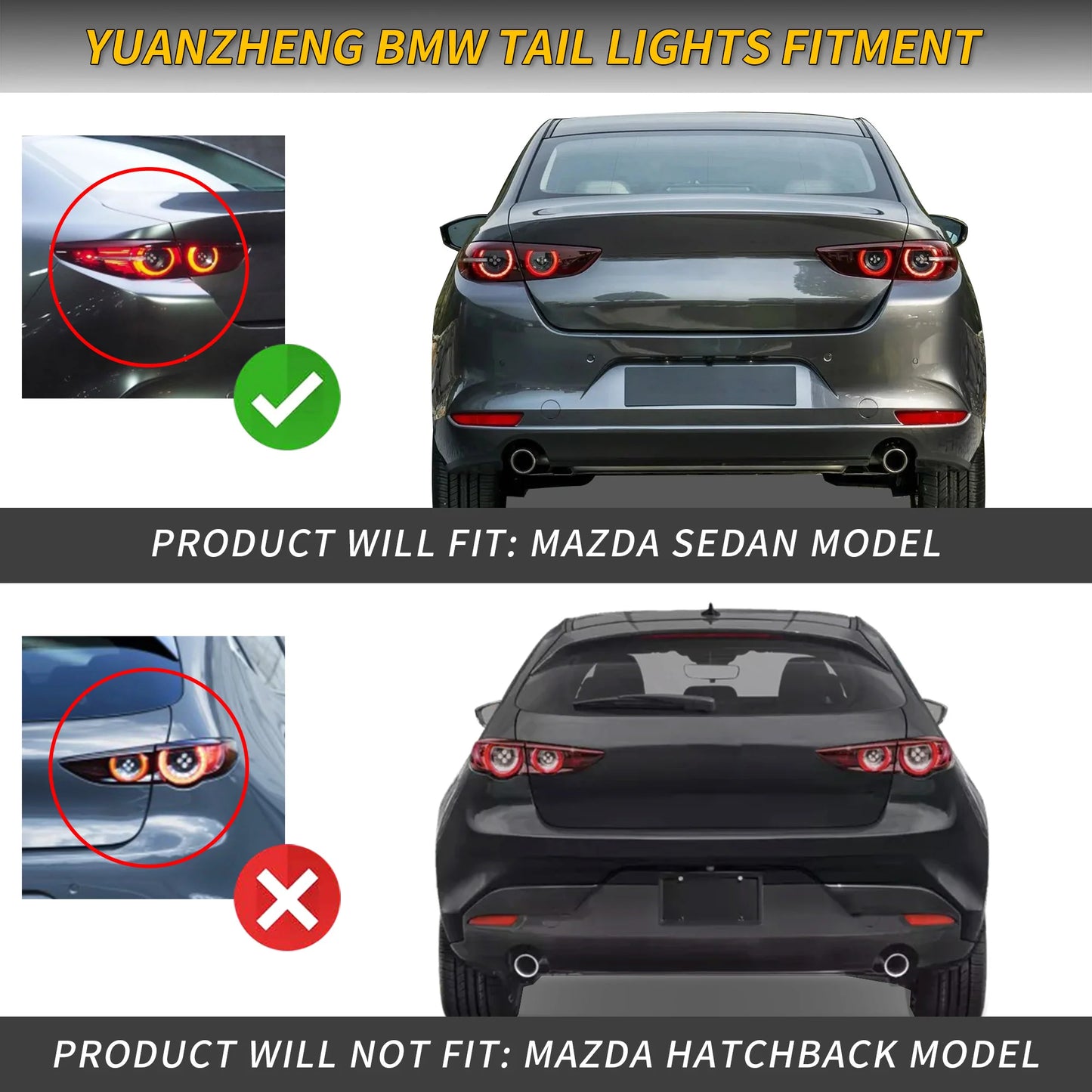 Fanali posteriori per Mazda 3 Axela berlina dal 2019 in poi con illuminazione dinamica di benvenuto (non adatto per Hatchback e Mazda 3 TCR)