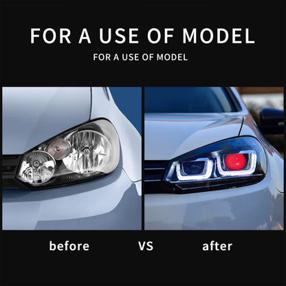 Fari a LED per Volkswagen Golf Mk6 2010-2014 con Demon Eyes (NON ADATTA PER I MODELLI GIT e GTR)