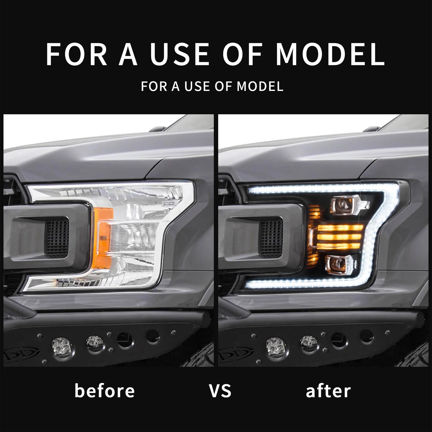 Fari per proiettori a LED per Ford F150 2018-2020 (senza segnale di svolta sequenziale)