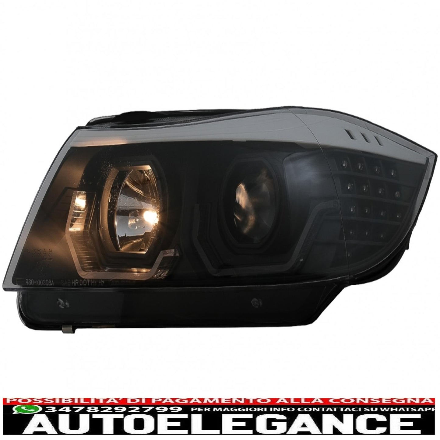 Fari anteriori angel eye 3d a led adatti per bmw serie 3 e90 limousine e91 touring (03.2005-08.2008) guida a sinistra nera