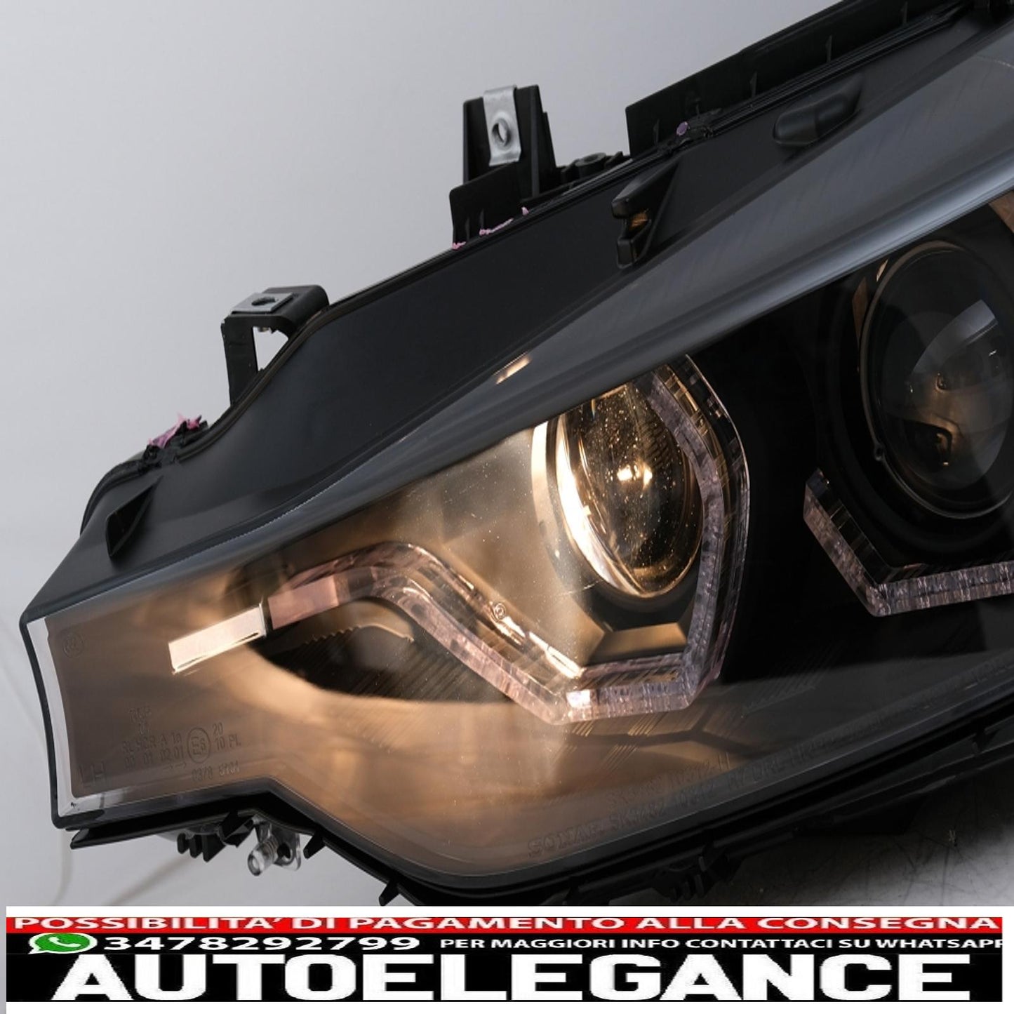 LED DRL Angel Eye headlights suitable for BMW 3 Series F30 F31 LCI Sedan Touring (2015-2019) black