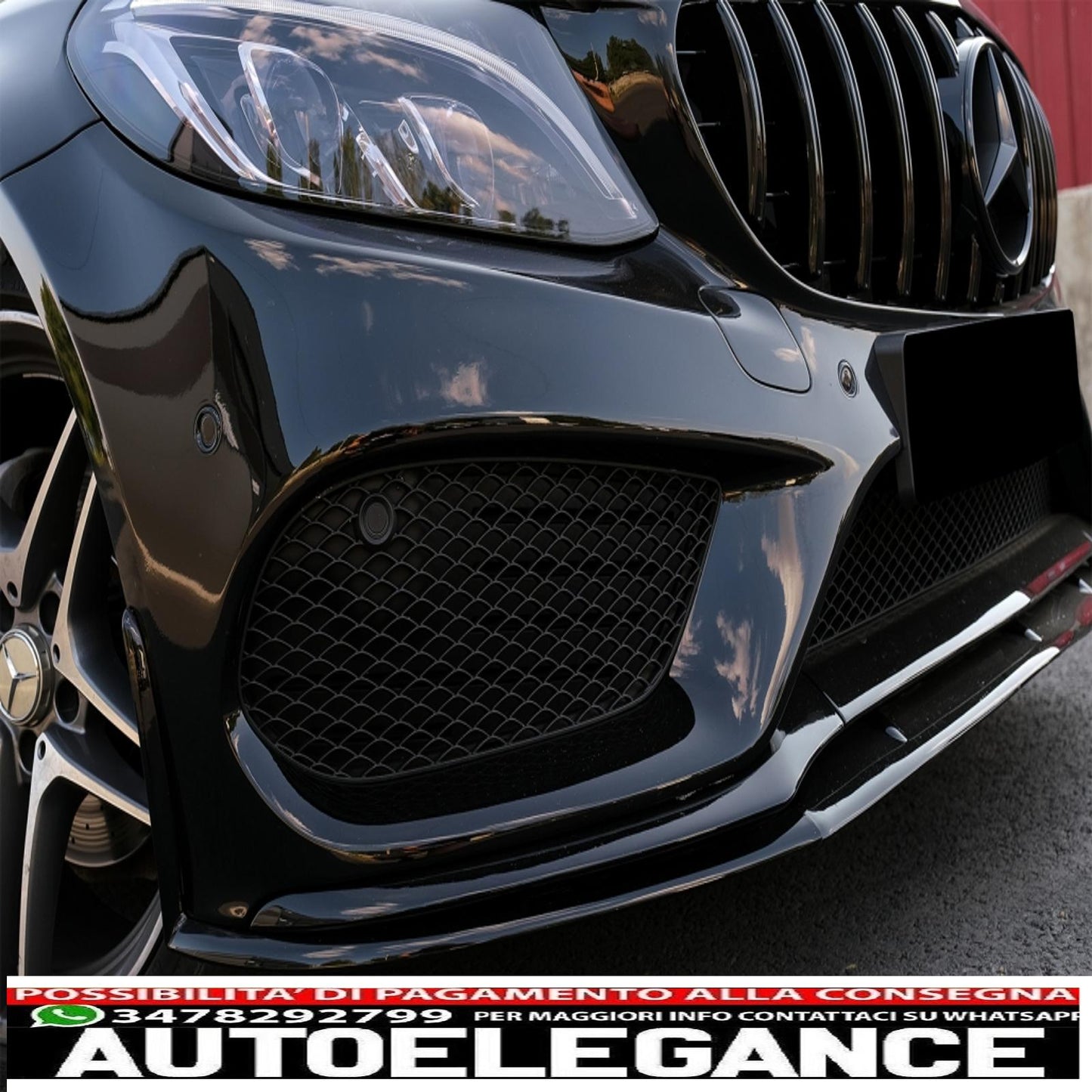 Front bumper lip suitable for mercedes c class w205 s205 a205 c205 (2014-2018) limousine model t coupe cabriolet edition 1 design matt black 