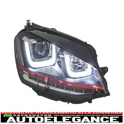3d led drl headlights suitable for vw golf 7 vii (2012-2017) red r20 gti look led cornering lights 