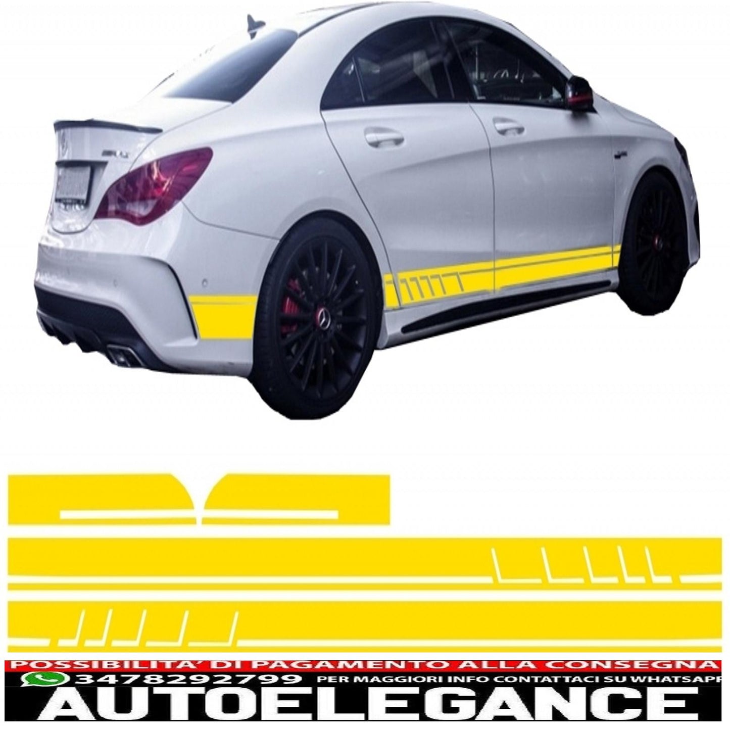 side decals matt yellow vinyl sticker suitable for mercedes cla w117 c117 x117 (2013-2016) a class w176 (2012-up) 45 design edition 1