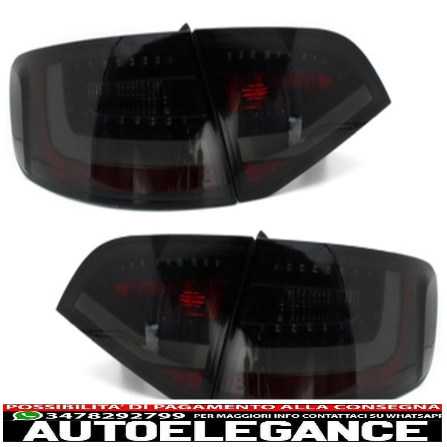 led drl headlights suitable for audi a4 b8 8k avant (2008-2011) with black/smoke led rear lights 