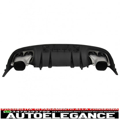 Rear bumper valance diffuser suitable for mercedes c class c205 a205 coupe cabriolet (2014-2019) restyling c63s design silver tips 