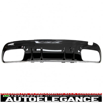 diffusore paraurti posteriore adatto per mercedes classe c w205 s205 (2014-2020) c63s design silver tips solo per amg sport line