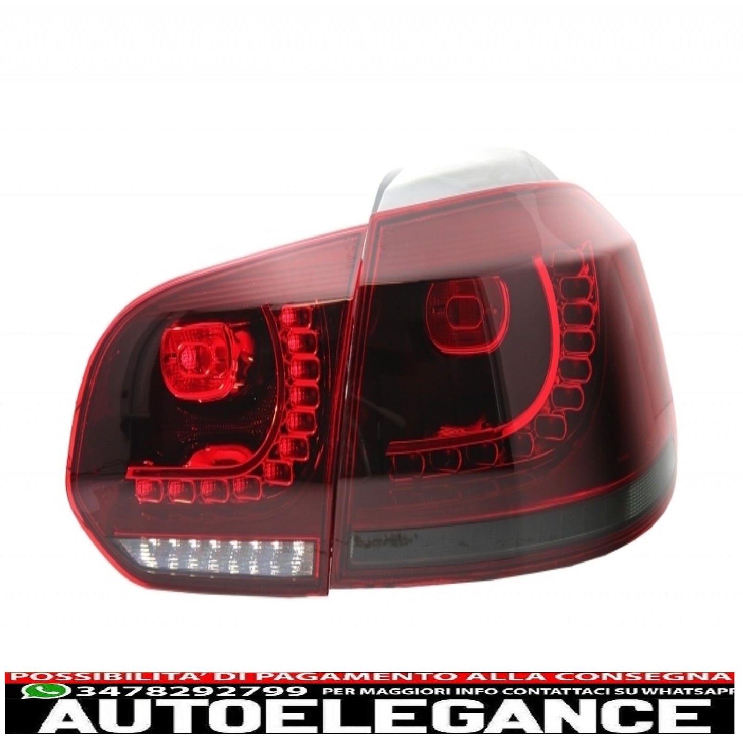 full led rear lights suitable for vw golf 6 vi (2008-2013) r20 red smoke design static direction light