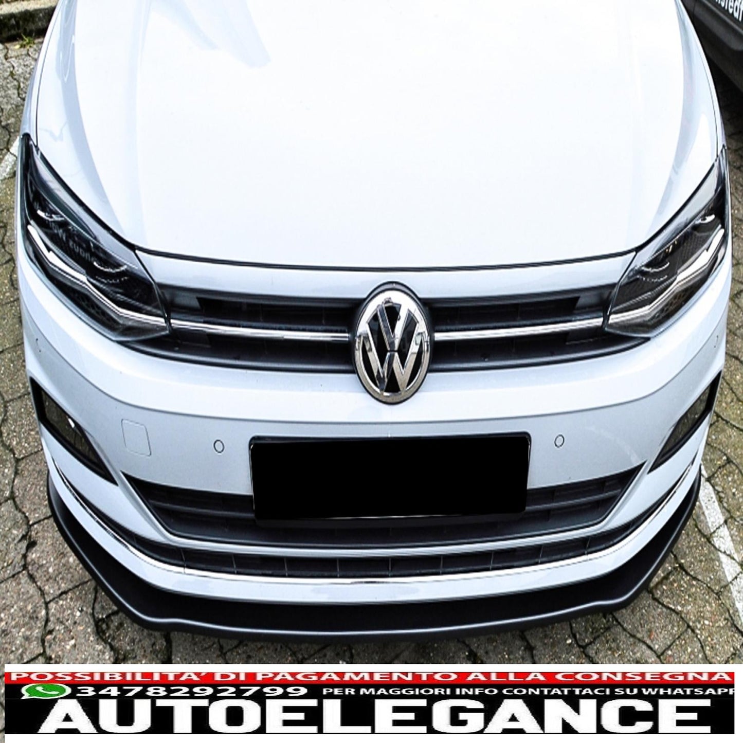 Front bumper lip extension additional spoiler suitable for vw polo aw mk6 (2018-up) piano black