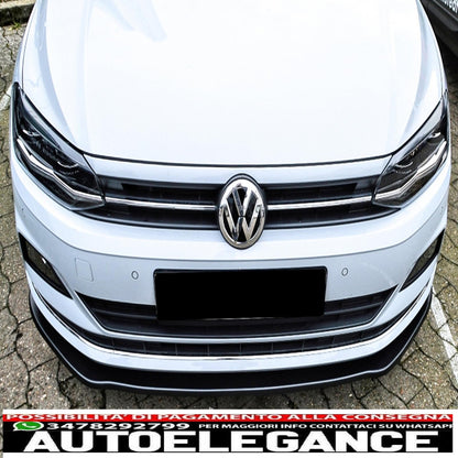 Front bumper lip extension additional spoiler suitable for vw polo aw mk6 (2018-up) piano black
