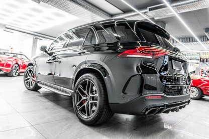 DIFFUSORE ADATTO PER MERCEDES GLE W167 AMG SUV LOOK 63 NERO + TERMINALI CROMATI