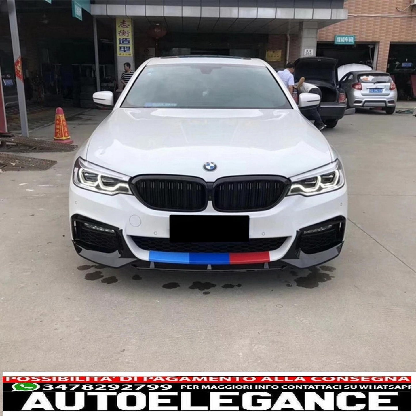 Front Bumper Spoiler Suitable for BMW 5 Series G30 G31 Sedan Touring (2017-up) M5 Design Piano Black 