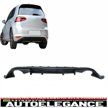 diffusore paraurti posteriore con doppia uscita per terminali di scarico singoli adatto per vw golf 7 vii (2013-2016) design gti