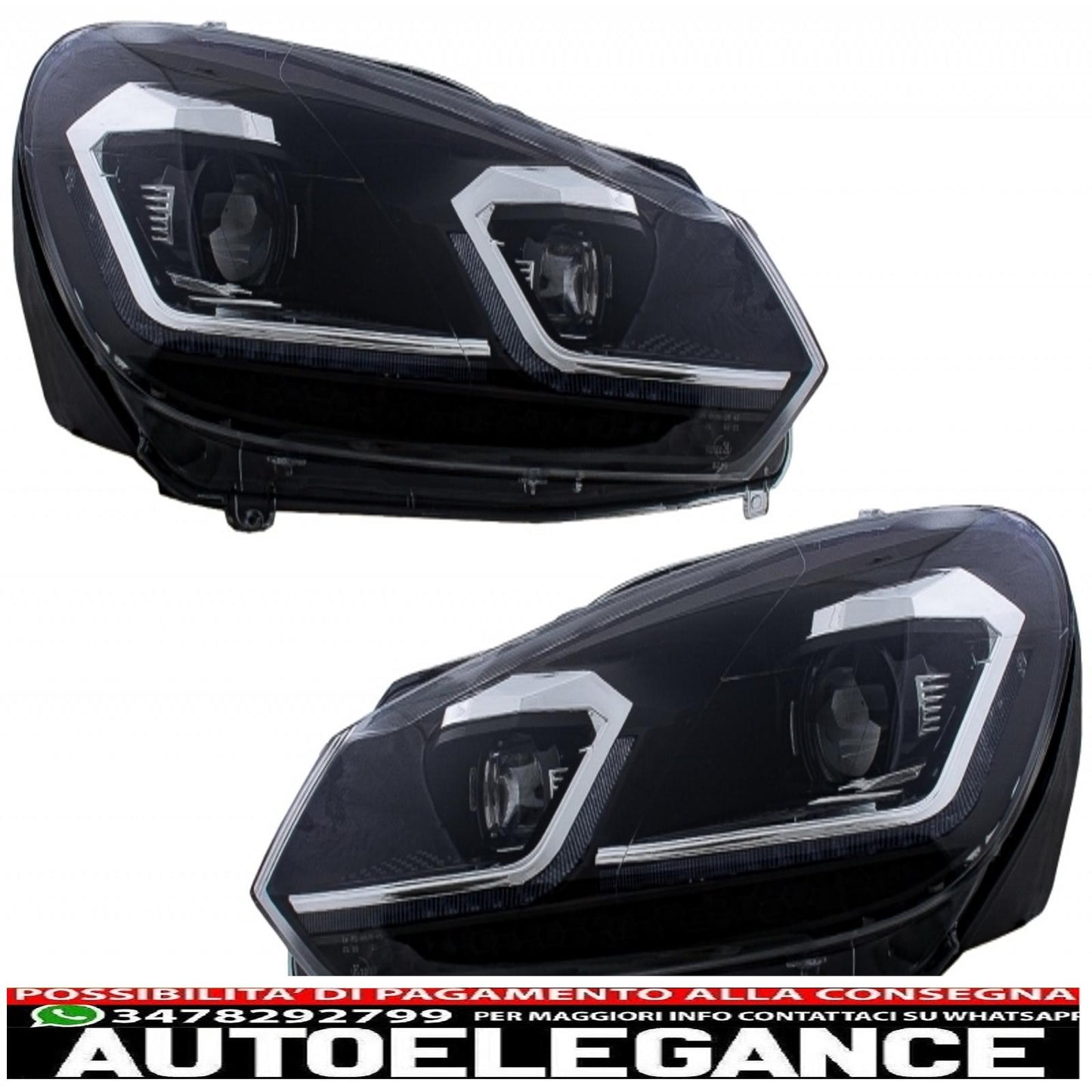 front bumper with led headlights dynamic sequential cornering lights suitable for vw golf vi 6 mk6 (2008-2013) r20 design with pdc 