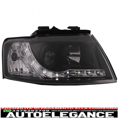 fari anteriori drl led adatti per audi a4 cabriolet b6 8h7 8he (2002-2006) neri