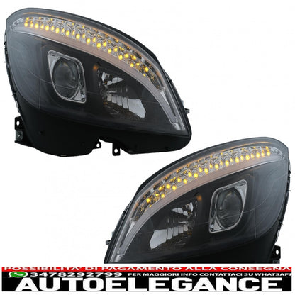 led headlights suitable for mercedes c class w204 s204 (2007-2010) black with dynamic sequential direction indicators 