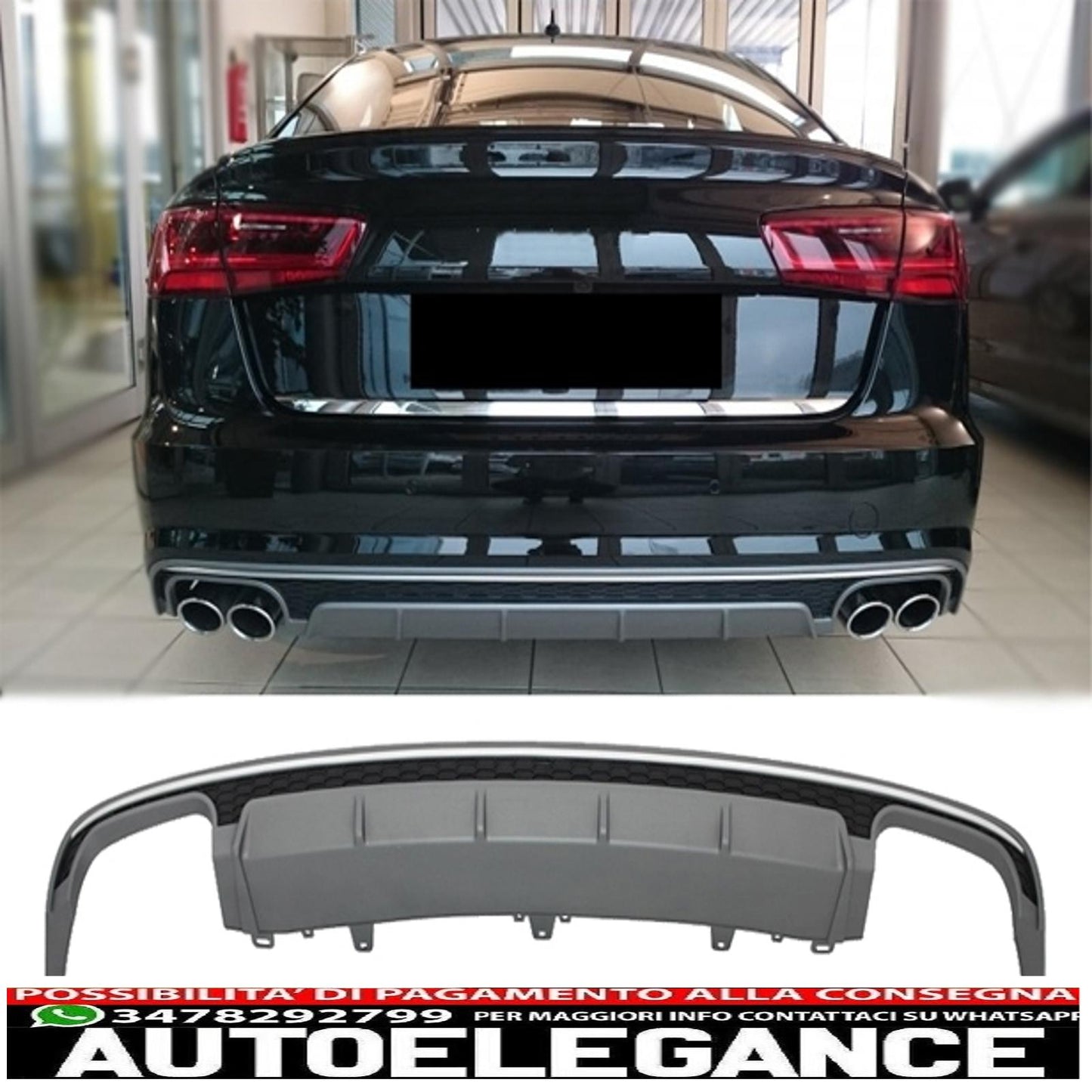 Diffusore mantovana paraurti posteriore adatto per audi a6 4g facelift limousine avant (2015-2018) s6 design