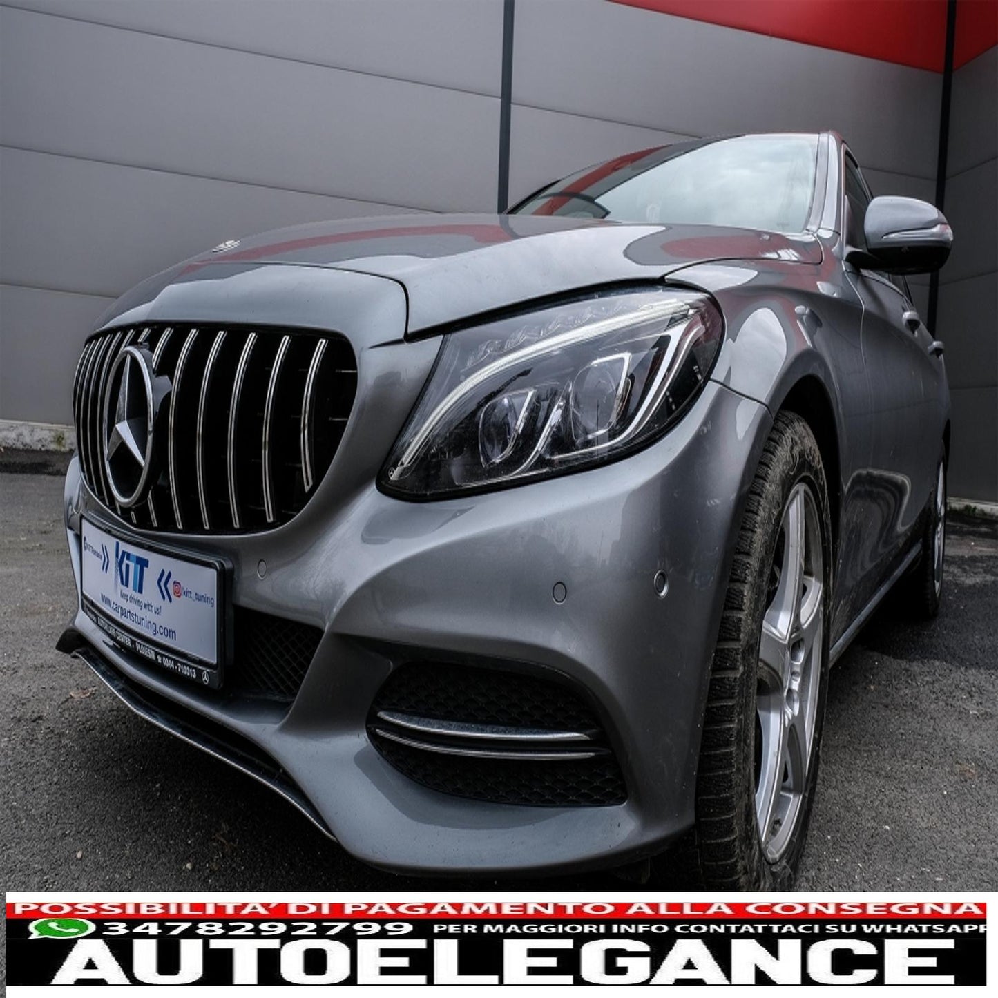 front grille suitable for mercedes c class w205 s205 c205 a205 (2014-2018) gt-r design panamericana chrome without camera 