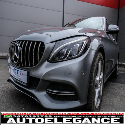 front grille suitable for mercedes c class w205 s205 c205 a205 (2014-2018) gt-r design panamericana chrome without camera 