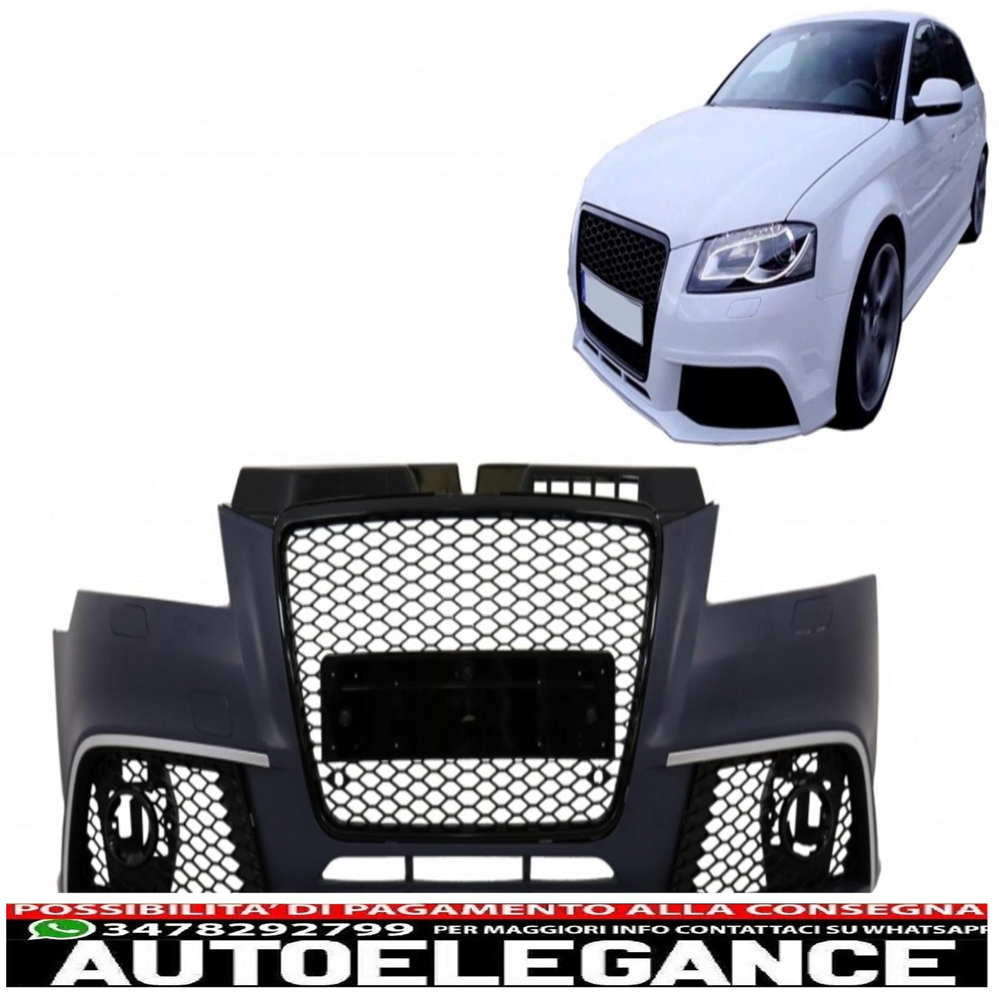 front bumper suitable for audi a3 8p restyling sportback hatchback convertible (2009-2012) rs3 design 