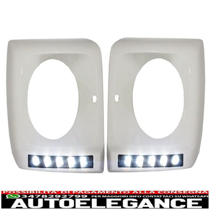 bi-xenon headlights chrome look suitable for mercedes g-class w463 (1989-2012) with white covers with led drl design g65