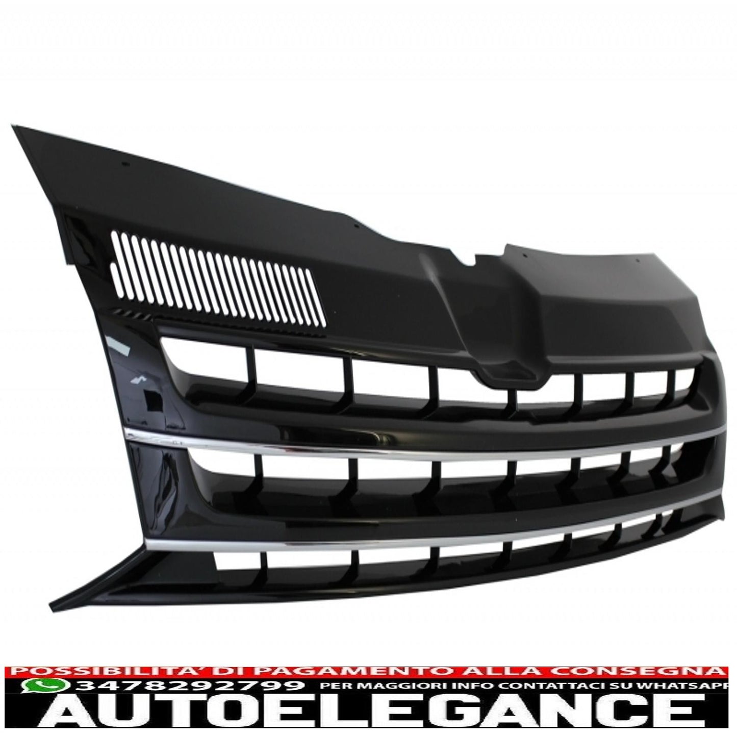 Additional front bumper spoiler suitable for VW Transporter Multivan Caravelle T5 T5.1 Facelift (2010-2015) with badgeless front grille and Sportline design 