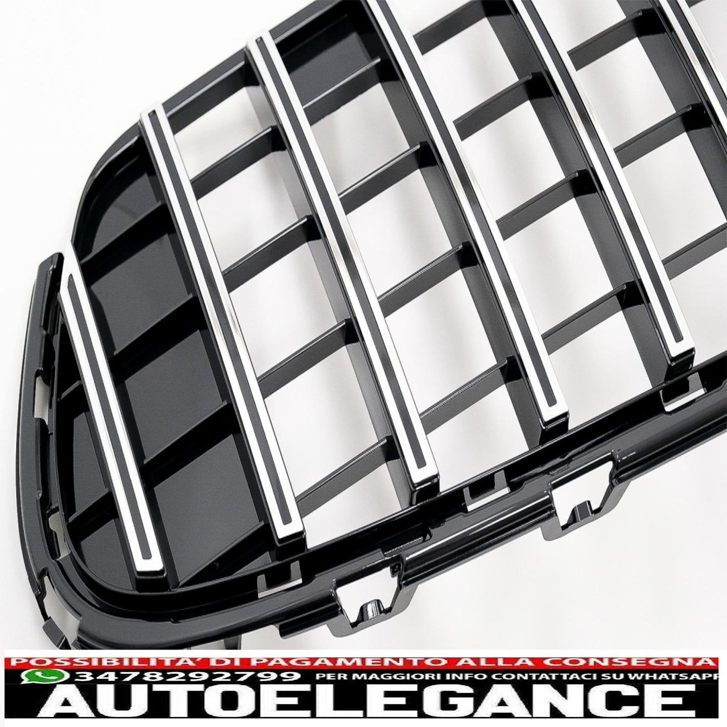 griglia anteriore centrale adatta per mercedes glc x253 c253 facelift (2020 in poi) gtr panamericana design nero cromato