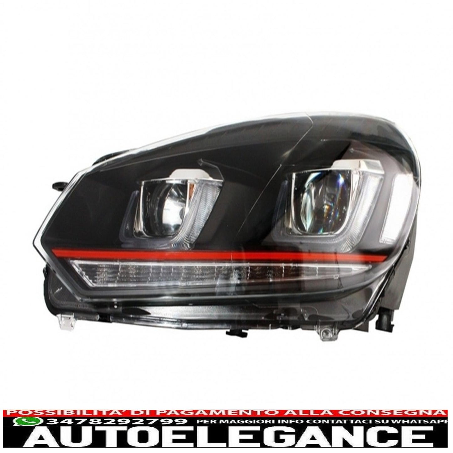 paraurti anteriore adatto per vw golf vi 6 (2008-2013) gti look con fari golf 7 3d led drl u-design led fluente luce di svolta striscia rossa gti guida a destra