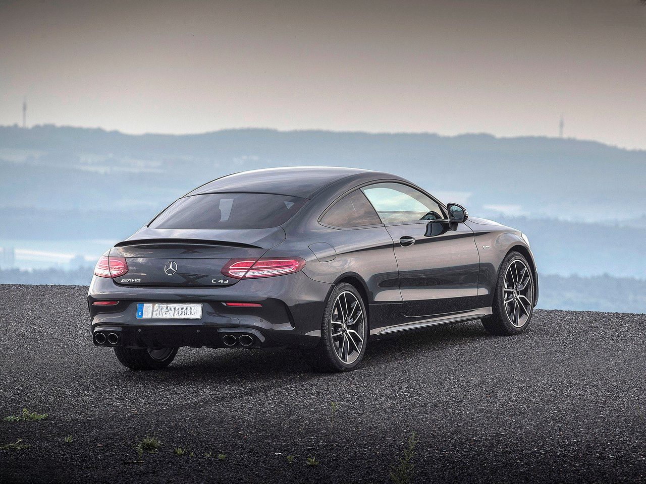 DIFFUSORE ADATTO PER CLASSE C C205 COUPE 2015-2020 AMG LOOK C43 + TERMINALI NERI