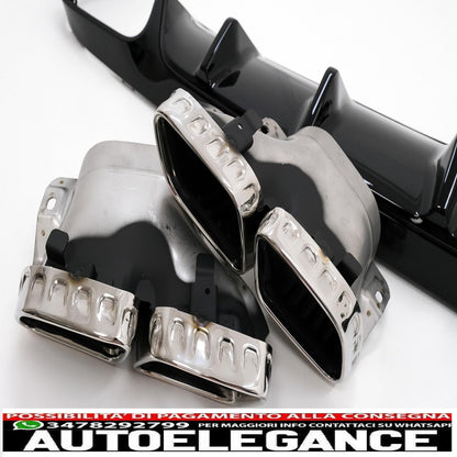 rear diffuser with exhaust tips suitable for mercedes e class c238 a238 amg sport line coupe cabrio (2016-2019) e63 design chrome edition