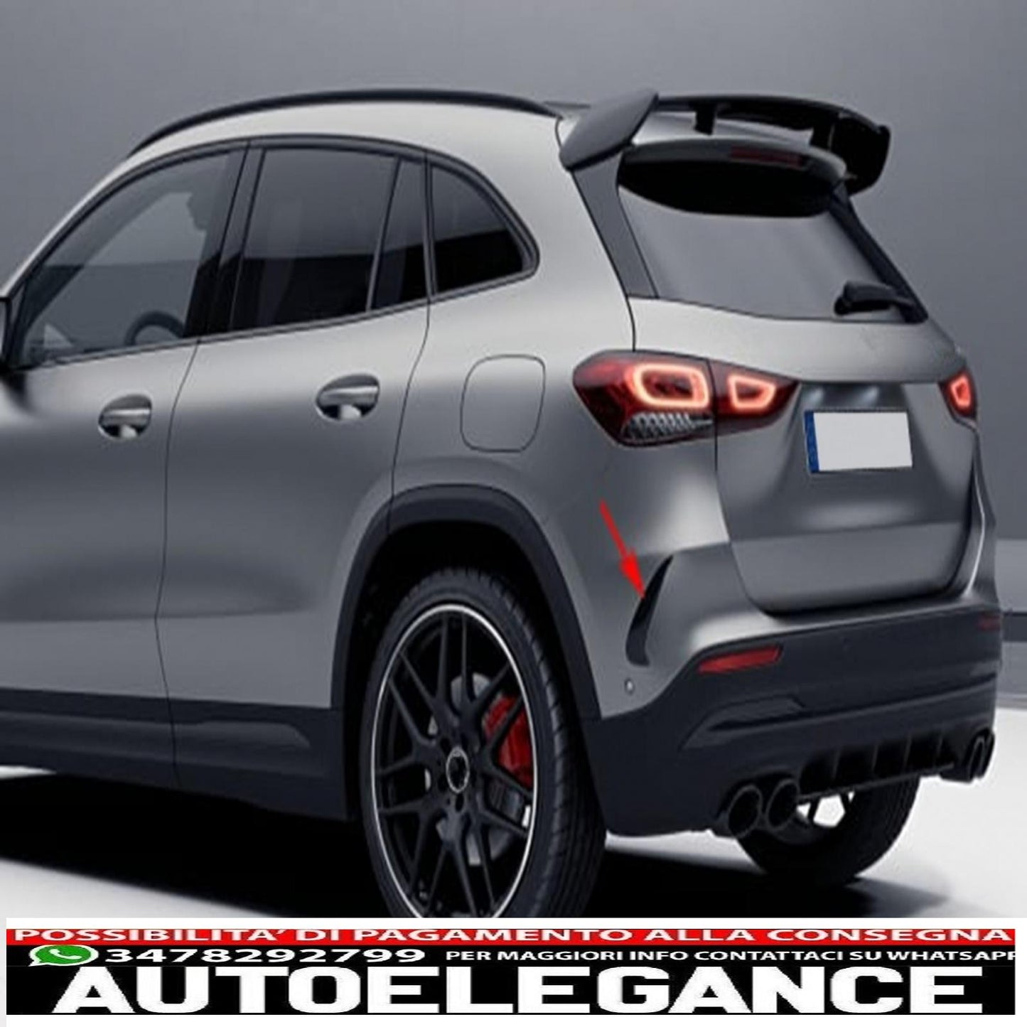 Alette aerodinamiche per paraurti posteriore, alette laterali flics, adatte per mercedes gla suv h247 (2020-up) sport line piano nero AUTOELEGANCERICAMBI