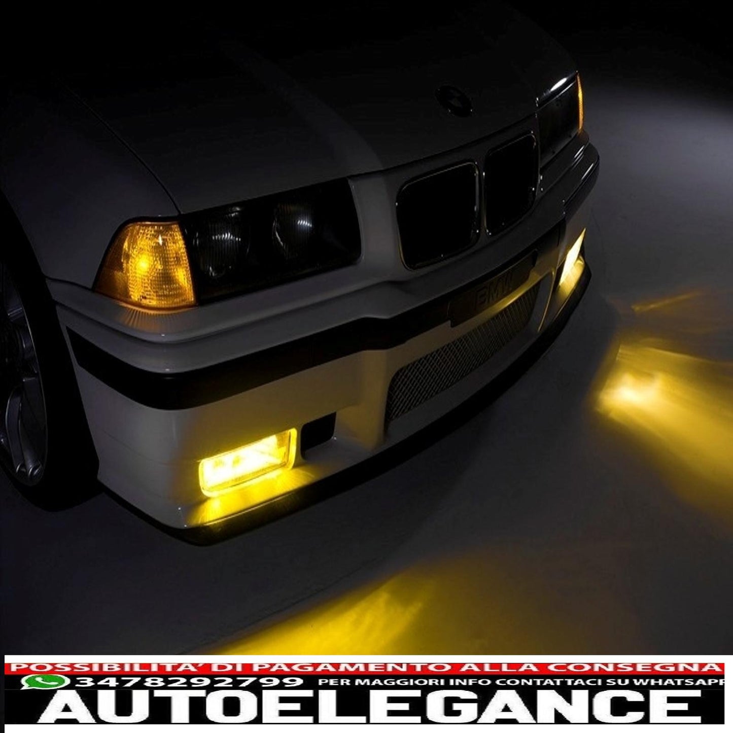 paraurti anteriore adatto per bmw 3er e36 (1992-1998) design m3 con fendinebbia gialli